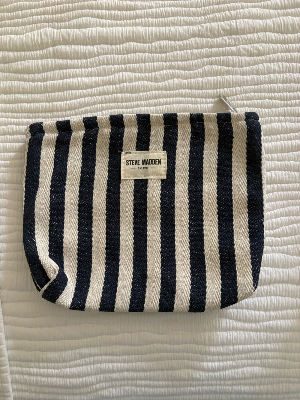 Steve Madden Black and White Striped Canvas Pouch